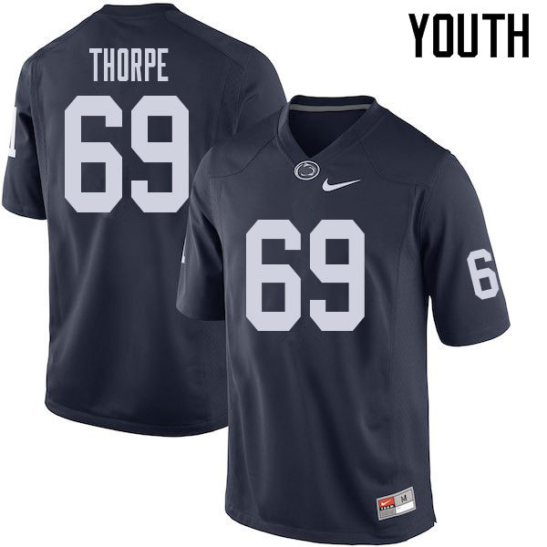 Youth #69 C.J. Thorpe Penn State Nittany Lions College Football Jerseys Sale-Navy